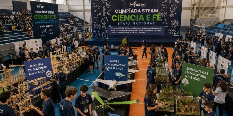 Festival Nacional STEAM em São José dos Campos com stands e premiações