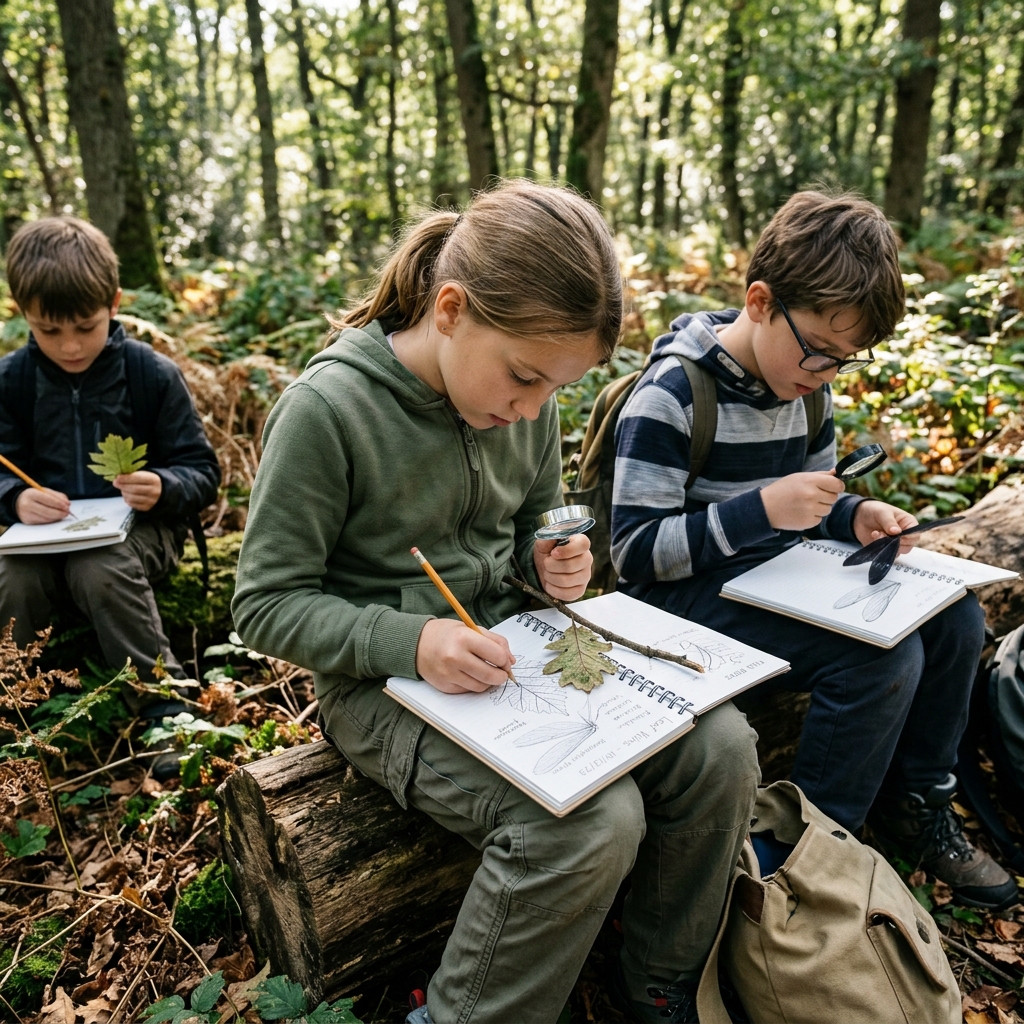 Investigadores estudando a natureza de forma ativa